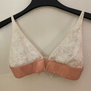 Free People Lace Bralette in Cream and Pink